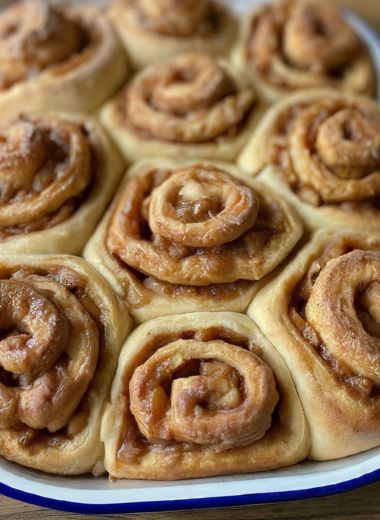 photo of baked apple butter cinnamon rolls